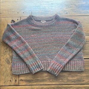 Mossimo Supply Co. Multicolor Heathered Crewneck Sweater - Gray & Pink